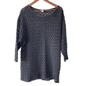 Vintage ELAN USA Crochet Beach Coverup OS Black